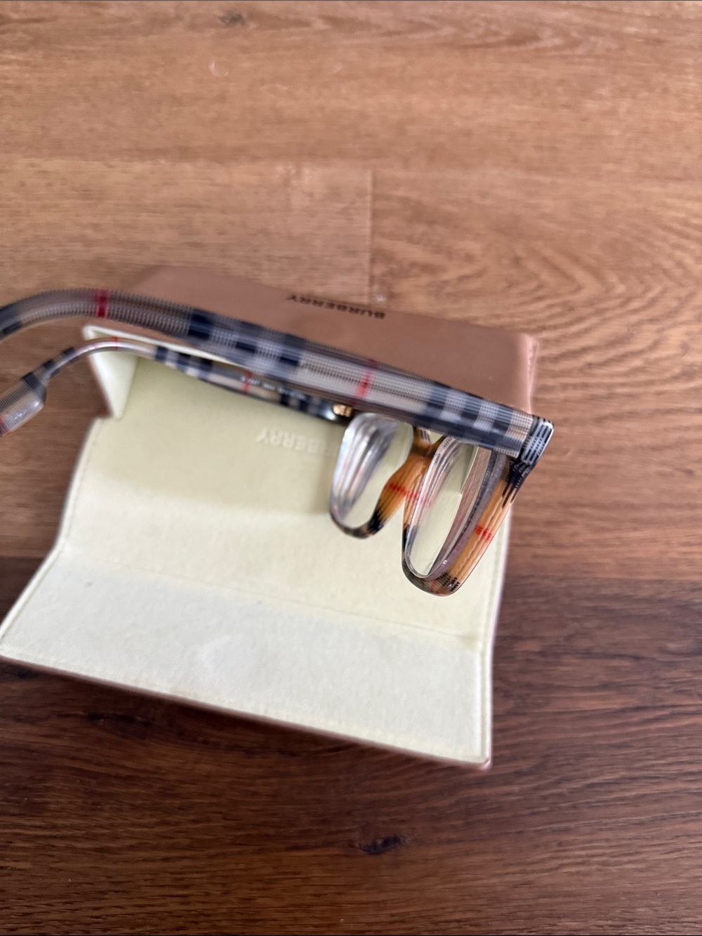Burberry Plaid Frames in Beige and Tan - Picture 4 of 5